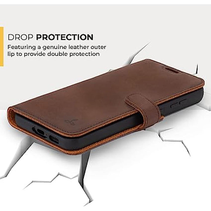 Snakehive Brown Leather Wallet Case for Galaxy S23 - DOKUTRONIX