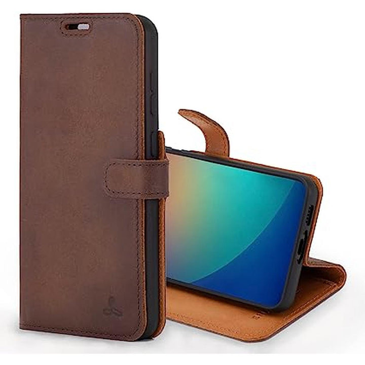 Snakehive Brown Leather Wallet Case for Galaxy S23 - DOKUTRONIX