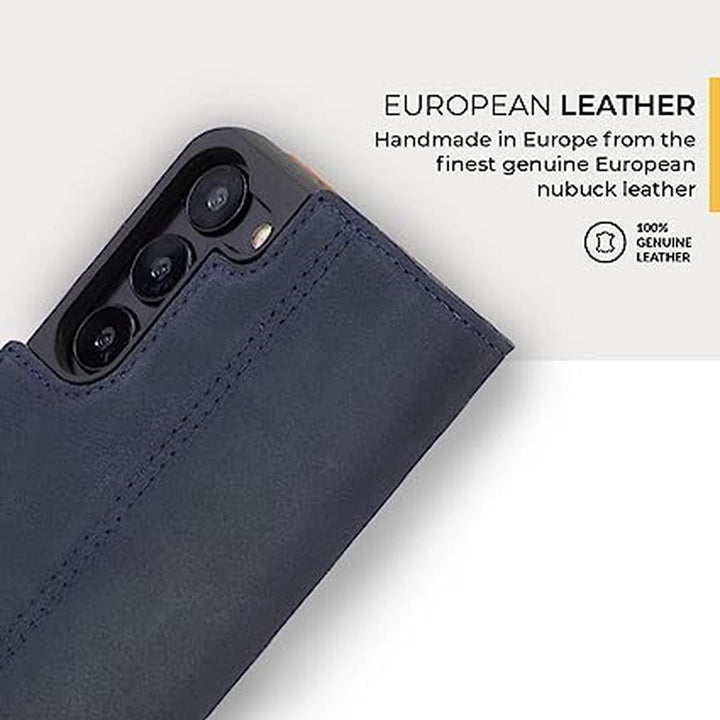 Snakehive Navy Leather Wallet Case for Galaxy S23 - DOKUTRONIX