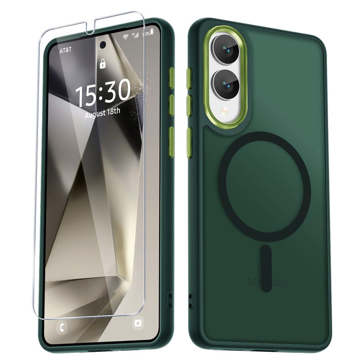 for Samsung Galaxy S24 FE Case, Matte Magnetic Phone Case with 1 Screen Protector, Support for Magsafe, Translucent Frosted Slim Shockproof Protective Cover for Samsung Galaxy S24 FE, Navy Blue - DOKUTRONIX