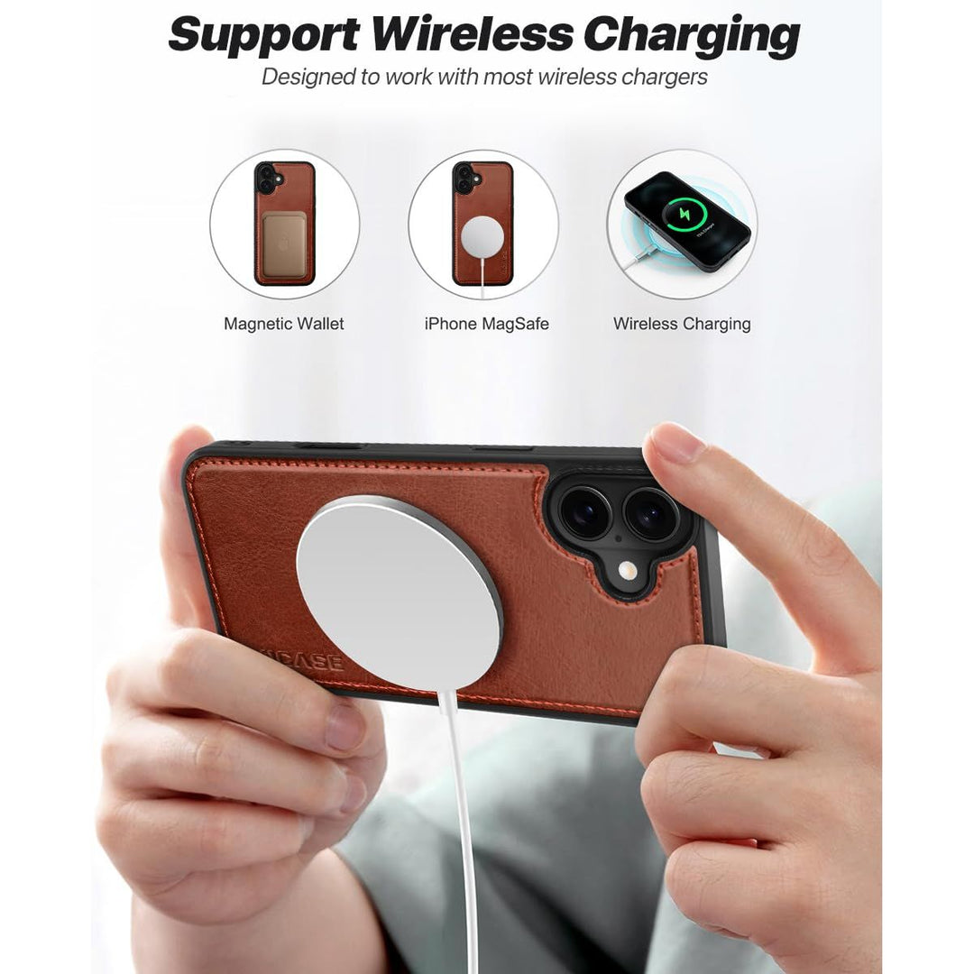 OCASE iPhone 16 Pro Detachable Wallet Case – PU Leather, RFID Blocking (Ice Blue)