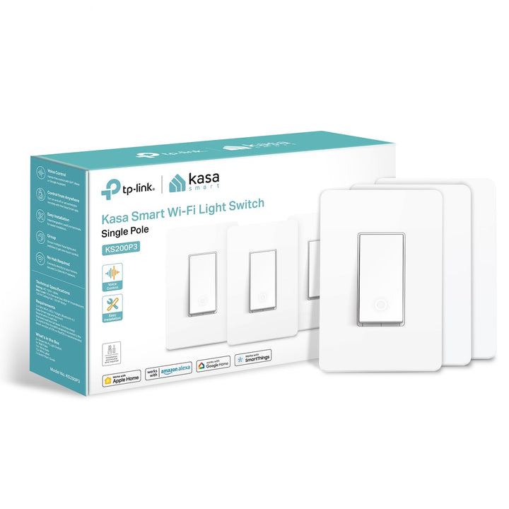 Kasa Apple HomeKit Smart Light Switch KS200, Single Pole, Neutral Wire Required, 2.4GHz Wi-Fi Light Switch Works with Siri, Alexa and Google Home, UL Certified, No Hub Required, White - DOKUTRONIX