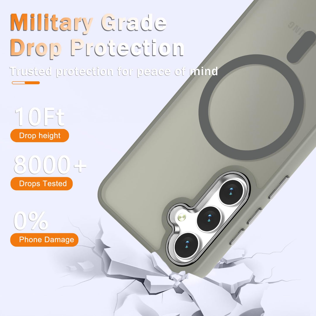 for Samsung Galaxy S24 FE Case, Matte Magnetic Phone Case with 1 Screen Protector, Support for Magsafe, Translucent Frosted Slim Shockproof Protective Cover for Samsung Galaxy S24 FE, Navy Blue - DOKUTRONIX