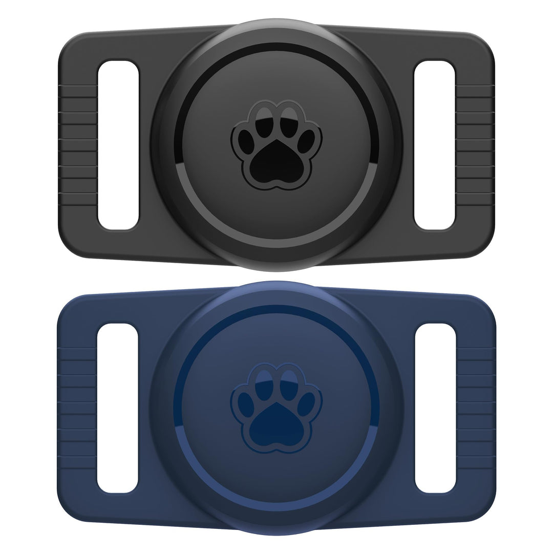 2-Pack Waterproof AirTag Dog Collar Holders – Black Silicone - DOKUTRONIX