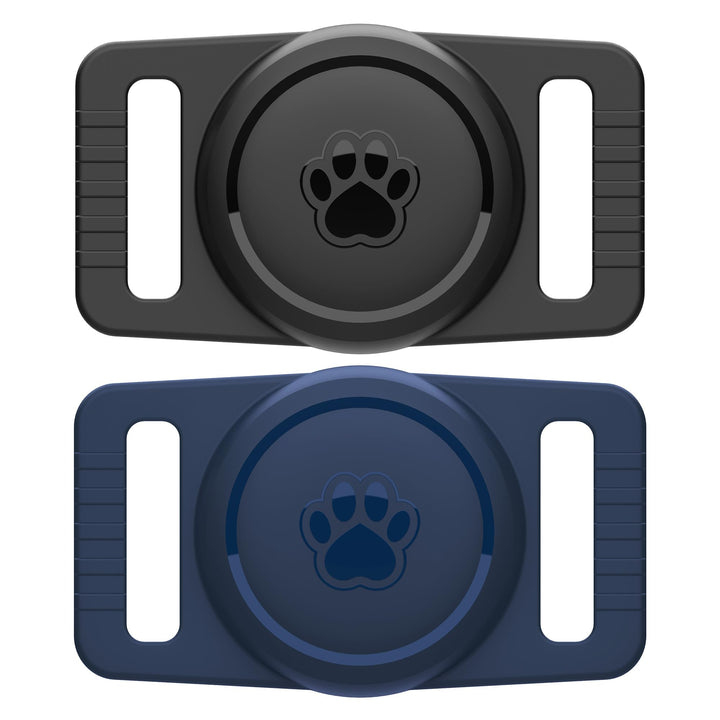 2-Pack Waterproof AirTag Dog Collar Holders – Black Silicone - DOKUTRONIX