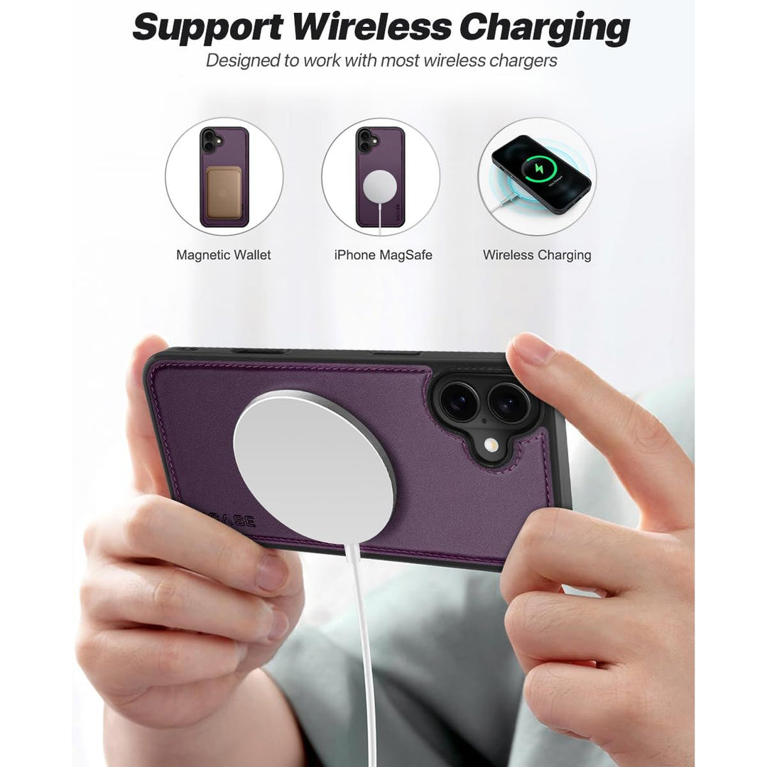 OCASE iPhone 16 Pro Detachable Wallet Case – PU Leather, RFID Blocking (Ice Blue)