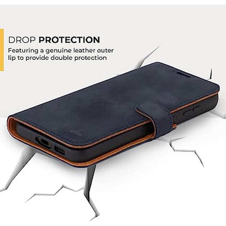 Snakehive Navy Leather Wallet Case for Galaxy S23 - DOKUTRONIX