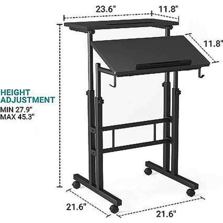 Rolling Stand Desk - Black - DOKUTRONIX