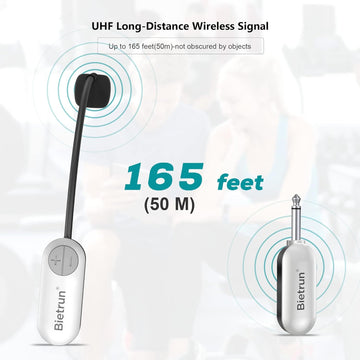 Bietrun Wireless Mic Headset & Handheld, UHF, 165ft Range, 2-in-1, White