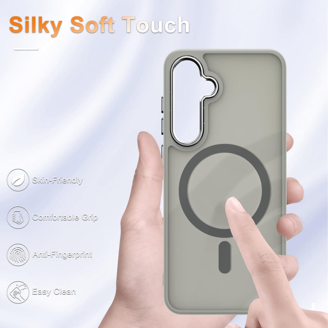 for Samsung Galaxy S24 FE Case, Matte Magnetic Phone Case with 1 Screen Protector, Support for Magsafe, Translucent Frosted Slim Shockproof Protective Cover for Samsung Galaxy S24 FE, Navy Blue - DOKUTRONIX