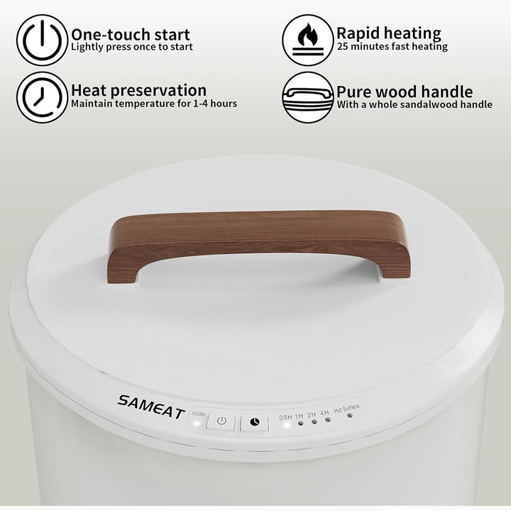 SAMEAT Luxe Towel Warmer Bucket with Wood Handle