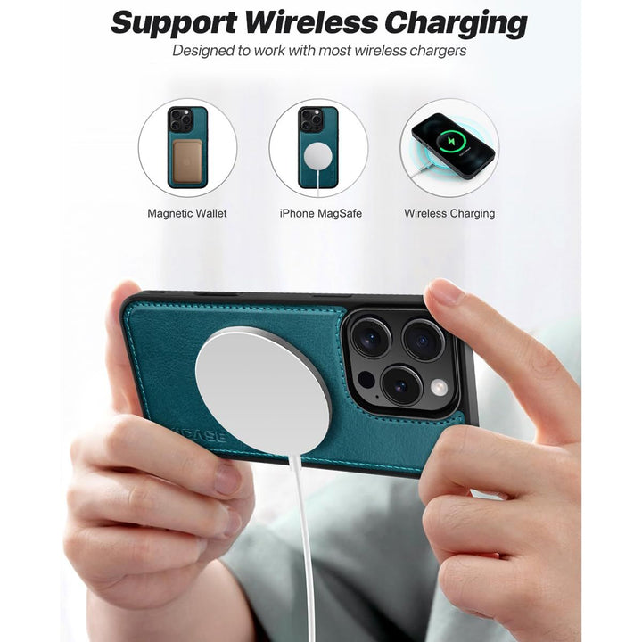 OCASE iPhone 16 Pro Detachable Wallet Case – PU Leather, RFID Blocking (Ice Blue)