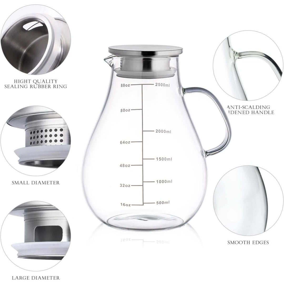 Lid & Line Glass Pitcher