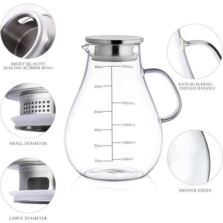 Lid & Line Glass Pitcher