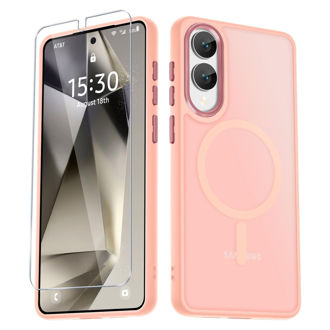 for Samsung Galaxy S24 FE Case, Matte Magnetic Phone Case with 1 Screen Protector, Support for Magsafe, Translucent Frosted Slim Shockproof Protective Cover for Samsung Galaxy S24 FE, Navy Blue - DOKUTRONIX