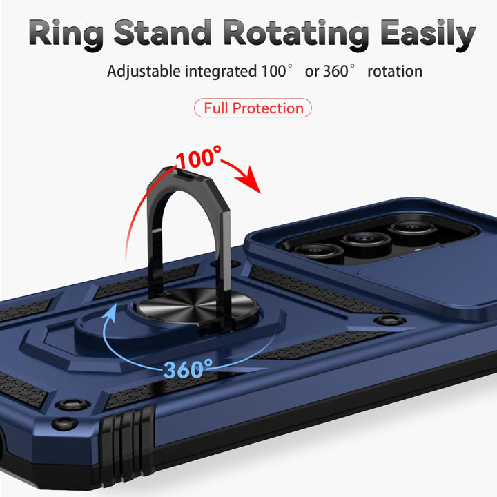 SunStory Phone Case for Samsung Galaxy A15 5G Case with HD Screen Protector & Slide Camera Cover & Rotated Ring Kickstand, [Military-Grade] Phone Case for Galaxy A15 5G (Red) - DOKUTRONIX