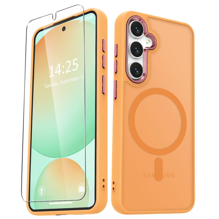 for Samsung Galaxy S24 FE Case, Matte Magnetic Phone Case with 1 Screen Protector, Support for Magsafe, Translucent Frosted Slim Shockproof Protective Cover for Samsung Galaxy S24 FE, Navy Blue - DOKUTRONIX