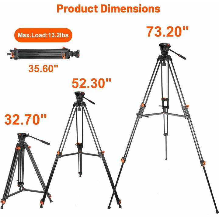 ProVideo 72 Heavy-Duty Tripod with Fluid Head - DOKUTRONIX
