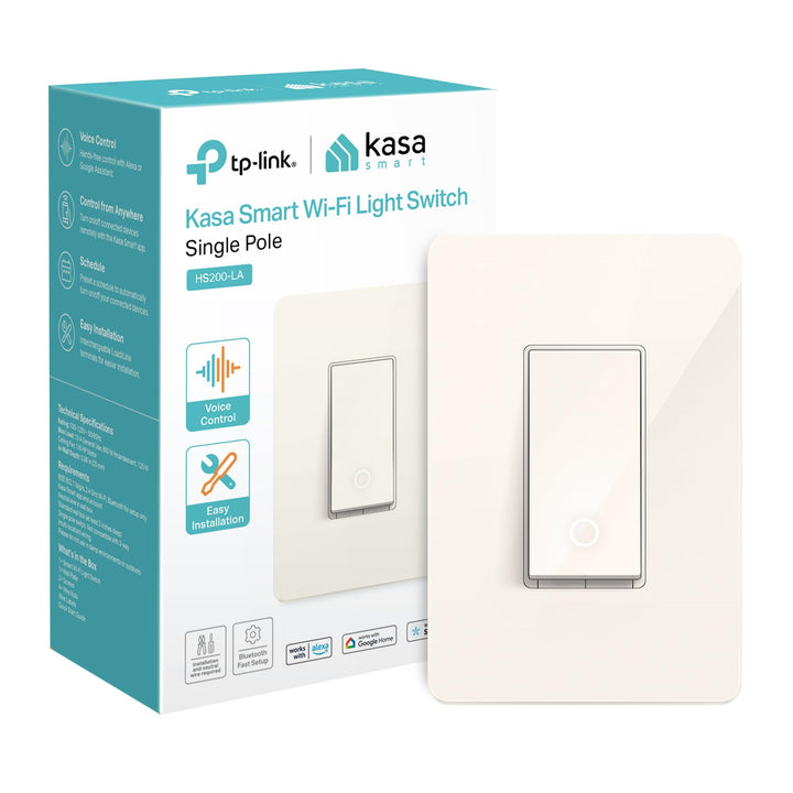 Kasa Smart Light Switch HS200, Single Pole, Needs Neutral Wire, 2.4GHz Wi-Fi Light Switch Works with Alexa and Google Home, UL Certified, No Hub Required , White - DOKUTRONIX