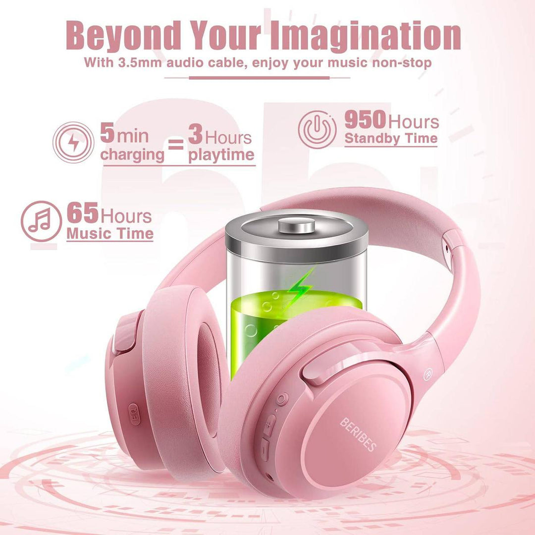6EQ Pink Bluetooth Headphones - DOKUTRONIX