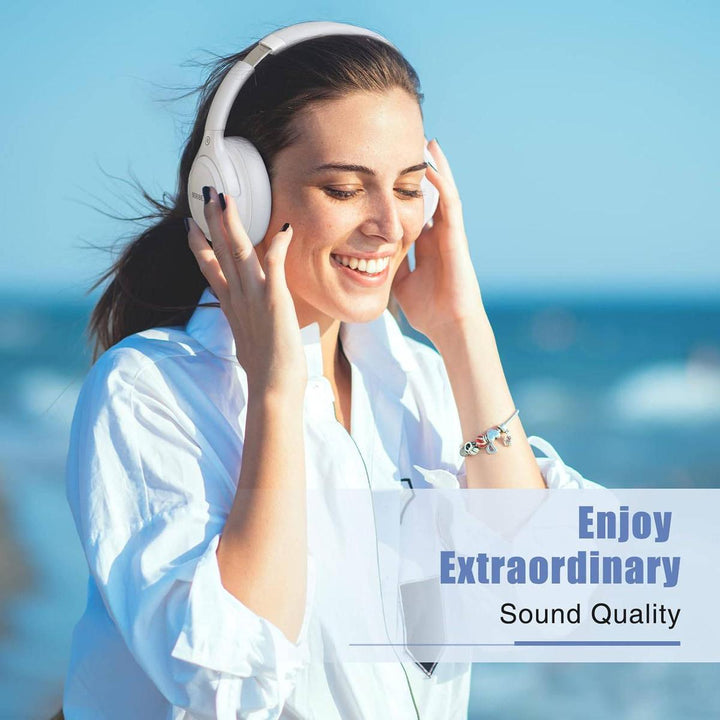 Playtime 65H White Bluetooth Headphones with EQ Modes - DOKUTRONIX