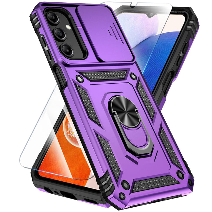 SunStory Phone Case for Samsung Galaxy A15 5G Case with HD Screen Protector & Slide Camera Cover & Rotated Ring Kickstand, [Military-Grade] Phone Case for Galaxy A15 5G (Red) - DOKUTRONIX