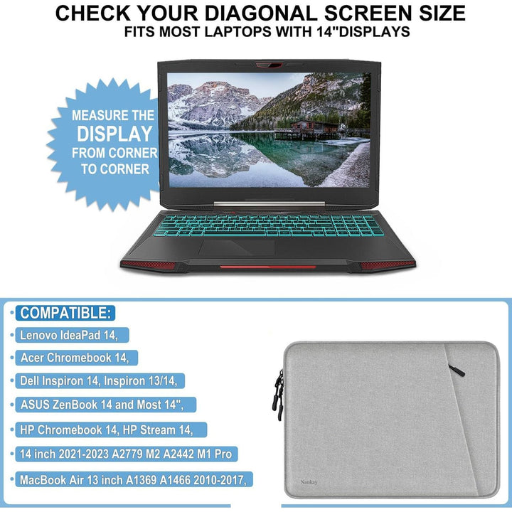 Gray Shockproof 13.3 Laptop Sleeve & Accessory Bag