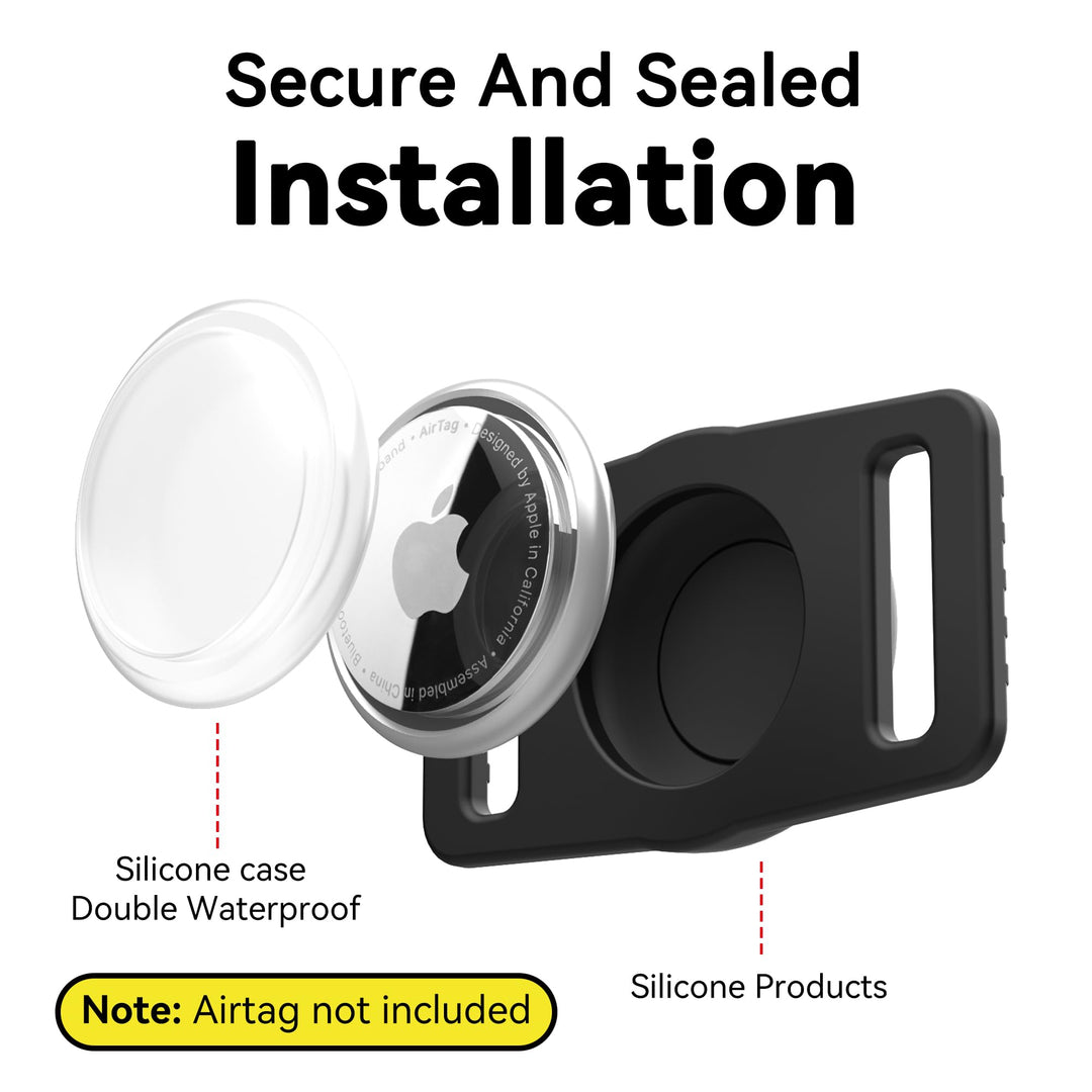 2-Pack Waterproof AirTag Dog Collar Holders – Black Silicone - DOKUTRONIX