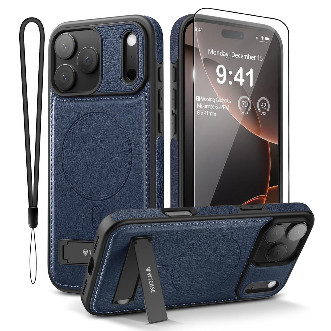MagSafe SlimStand: Magnetic Leather Case for iPhone 17