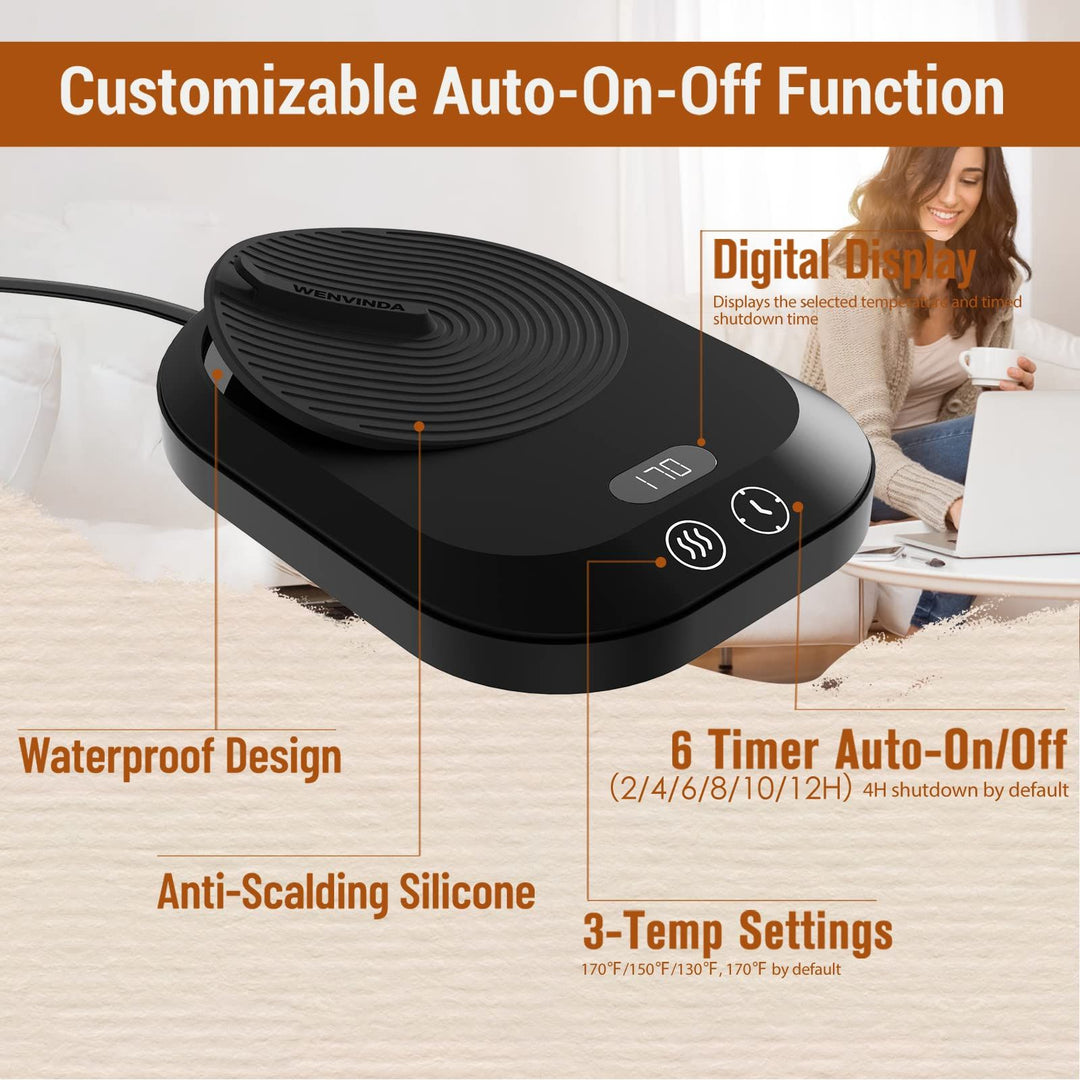 SmartDesk Mug Warmer Pro: 3-Temp, Timer & Auto Shut-Off