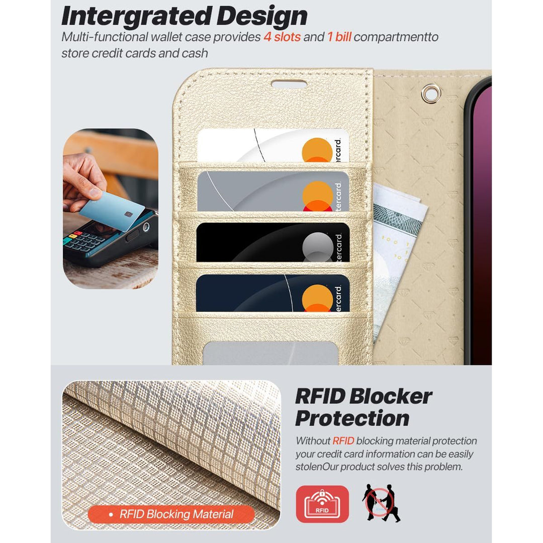 OCASE iPhone 16 Pro Detachable Wallet Case – PU Leather, RFID Blocking (Ice Blue)