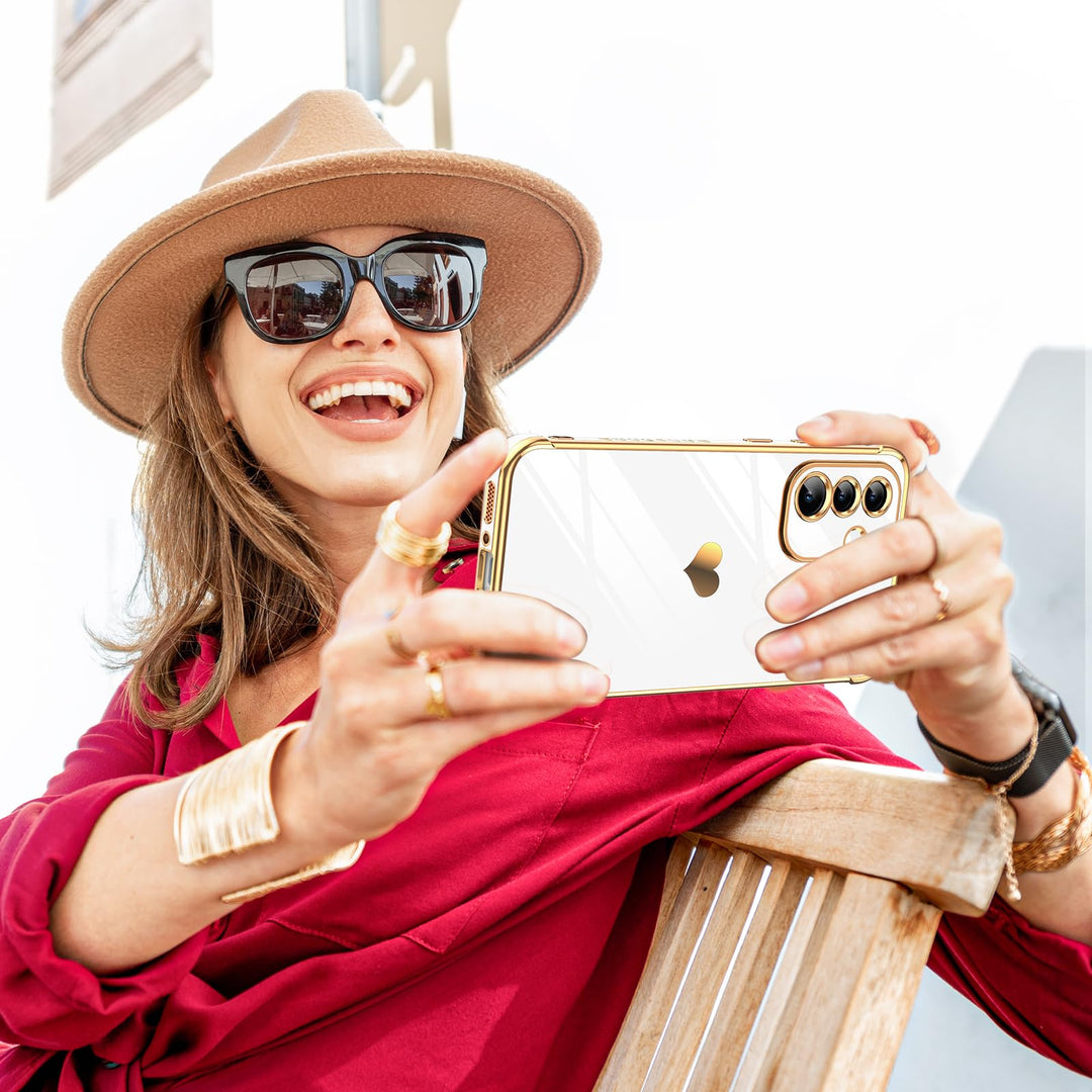 LeYi for Samsung Galaxy A15 5G Case: with Tempered Glass Screen Protector [2 Pcs]+ Full Camera Lens Protection,Love Heart Plating Girly Cute Luxury Shockproof Case, Cute Present for Mom, Dark Purple - DOKUTRONIX