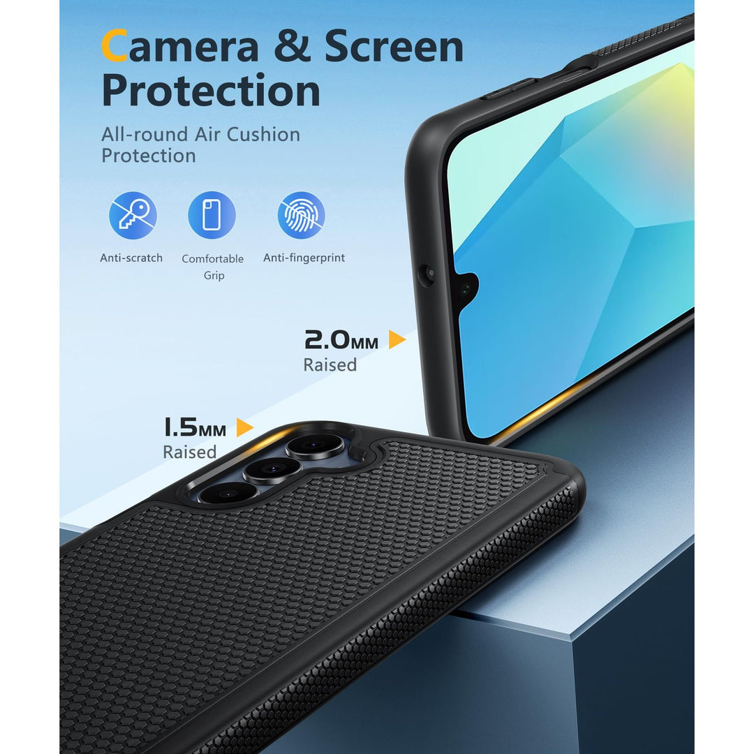 FNTCASE for Samsung Galaxy A14 5G Case: Dual Layer Protective Heavy Duty Cell Phone Cover Shockproof Rugged with Non Slip Textured Back - Military Protection Bumper Tough - 2023, 6.6inch (Matte Black) - DOKUTRONIX