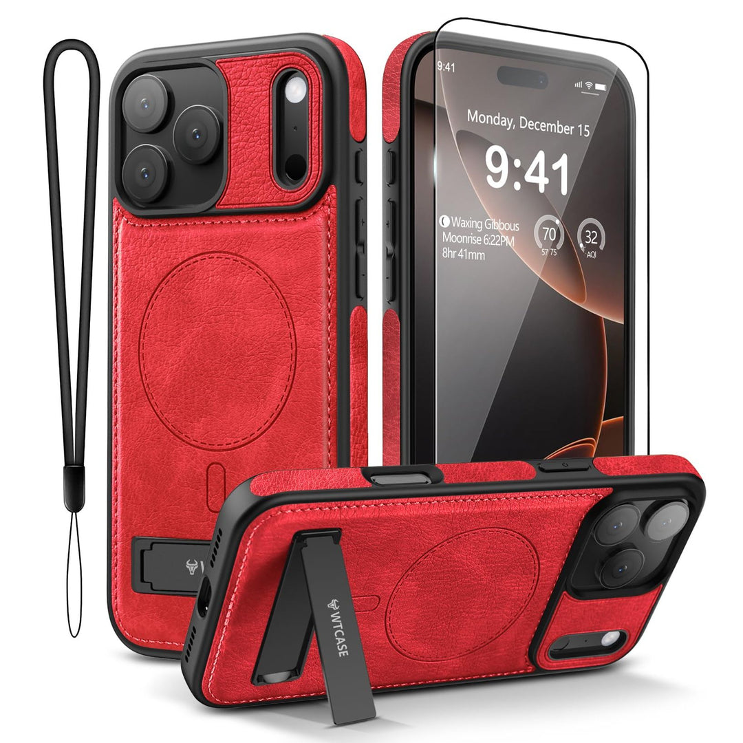 MagSafe SlimStand: Magnetic Leather Case for iPhone 17