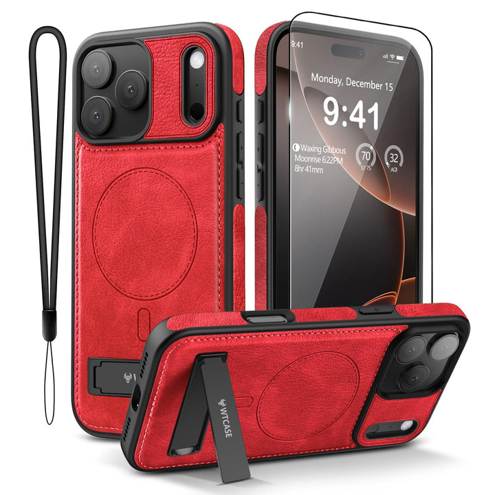 MagSafe SlimStand: Magnetic Leather Case for iPhone 17