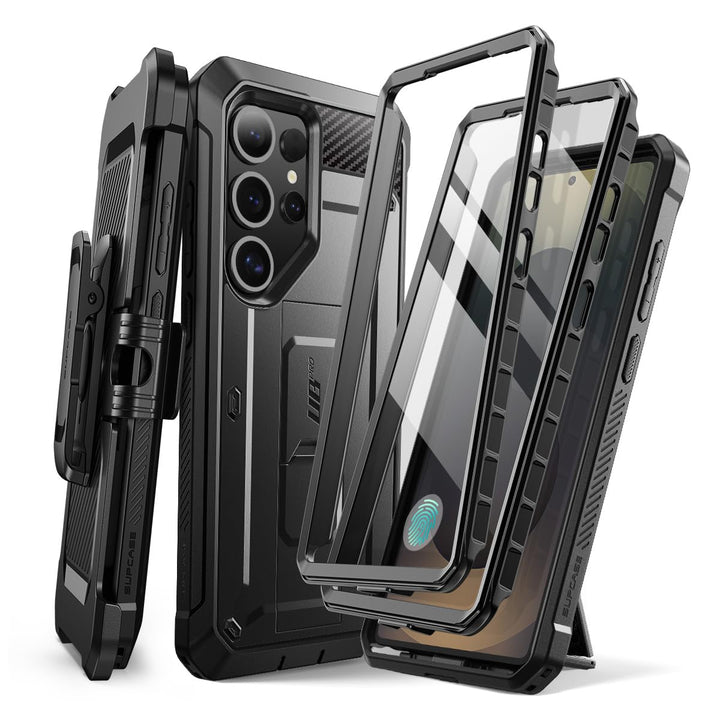 SUPCASE for Samsung Galaxy S25 Ultra Case with Stand (Unicorn Beetle Pro), [2 Front Frames] [Built-in Screen Protector & Belt-Clip] Military-Grade Protection Phone Case for S25 Ultra 6.9 Inch, Black - DOKUTRONIX