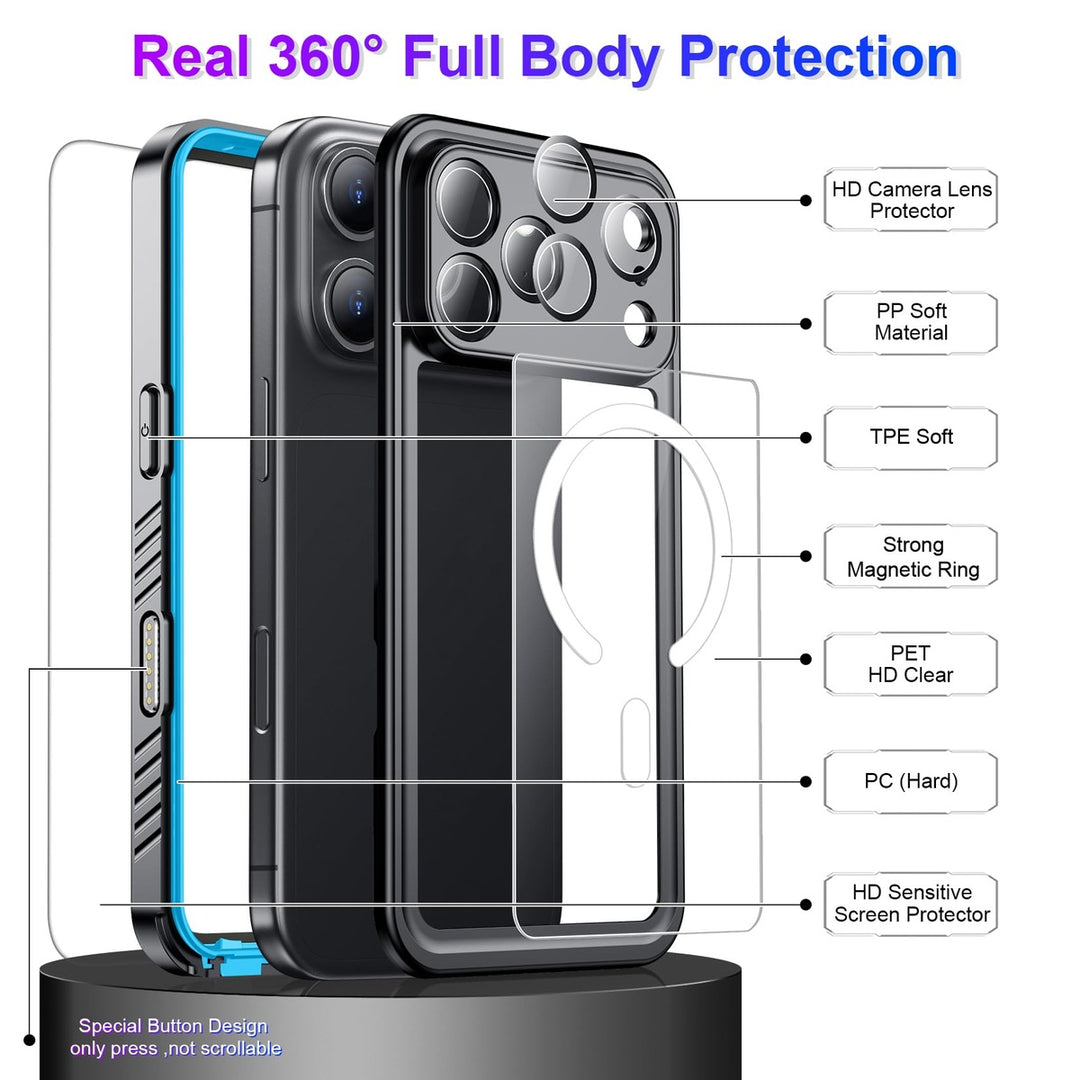 Temdan iPhone 17 Pro Max Case - Waterproof & Shockproof