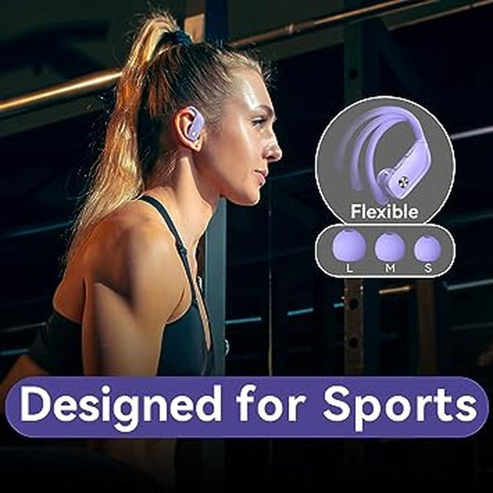 Purple Sport LED Bluetooth Earbuds - 48hr Playtime - DOKUTRONIX
