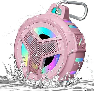 Portable Bluetooth Shower Speaker with LED Light - Waterproof, Floating, True Wireless Stereo - Pink