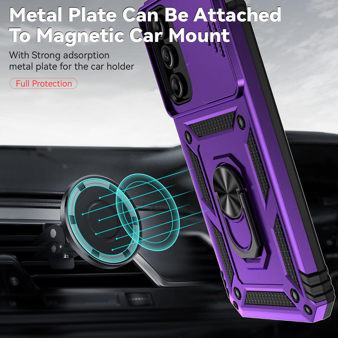 SunStory Phone Case for Samsung Galaxy A15 5G Case with HD Screen Protector & Slide Camera Cover & Rotated Ring Kickstand, [Military-Grade] Phone Case for Galaxy A15 5G (Red) - DOKUTRONIX