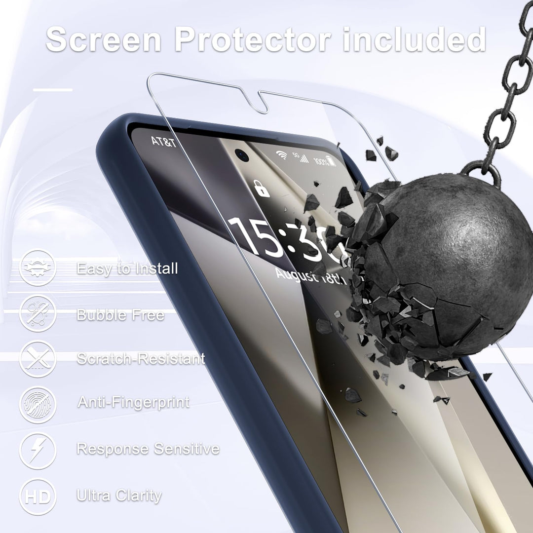 for Samsung Galaxy S24 FE Case, Matte Magnetic Phone Case with 1 Screen Protector, Support for Magsafe, Translucent Frosted Slim Shockproof Protective Cover for Samsung Galaxy S24 FE, Navy Blue - DOKUTRONIX