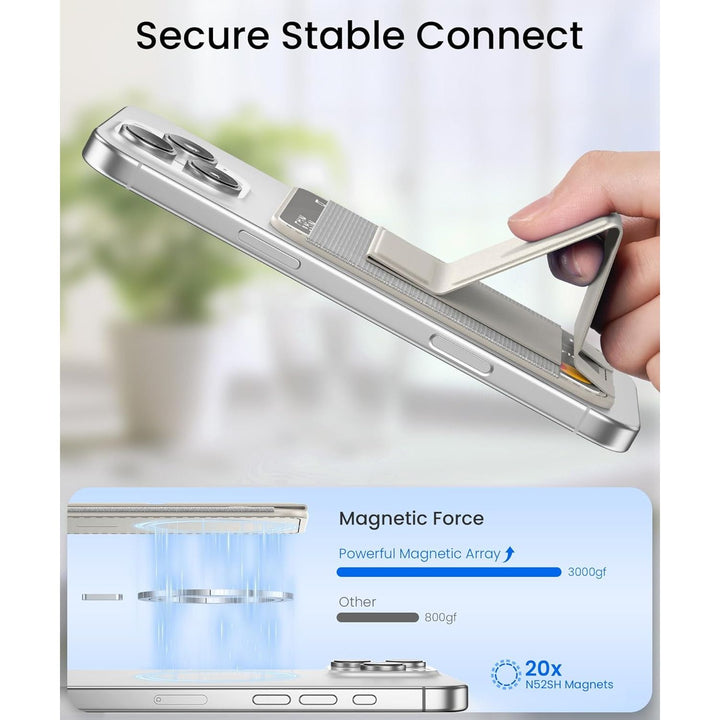 MagSafe Wallet Stand - Strong, RFID, 5 Card Fit - Stone - DOKUTRONIX