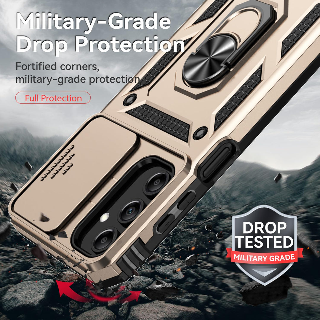 SunStory Phone Case for Samsung Galaxy A15 5G Case with HD Screen Protector & Slide Camera Cover & Rotated Ring Kickstand, [Military-Grade] Phone Case for Galaxy A15 5G (Red) - DOKUTRONIX