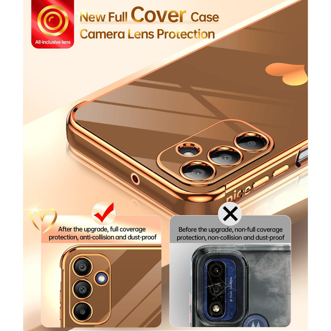 LeYi for Samsung Galaxy A15 5G Case: with Tempered Glass Screen Protector [2 Pcs]+ Full Camera Lens Protection,Love Heart Plating Girly Cute Luxury Shockproof Case, Cute Present for Mom, Dark Purple - DOKUTRONIX