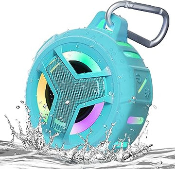Portable Bluetooth Shower Speaker with LED Light - Waterproof, Floating, True Wireless Stereo - Sky Blue