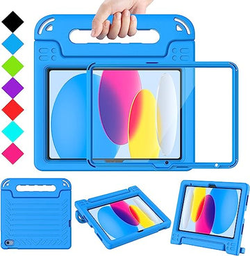 TIRIN Kids Case for New iPad 10th Generation 10.9 inch 2022 - with Built-in Screen Protector, Blue