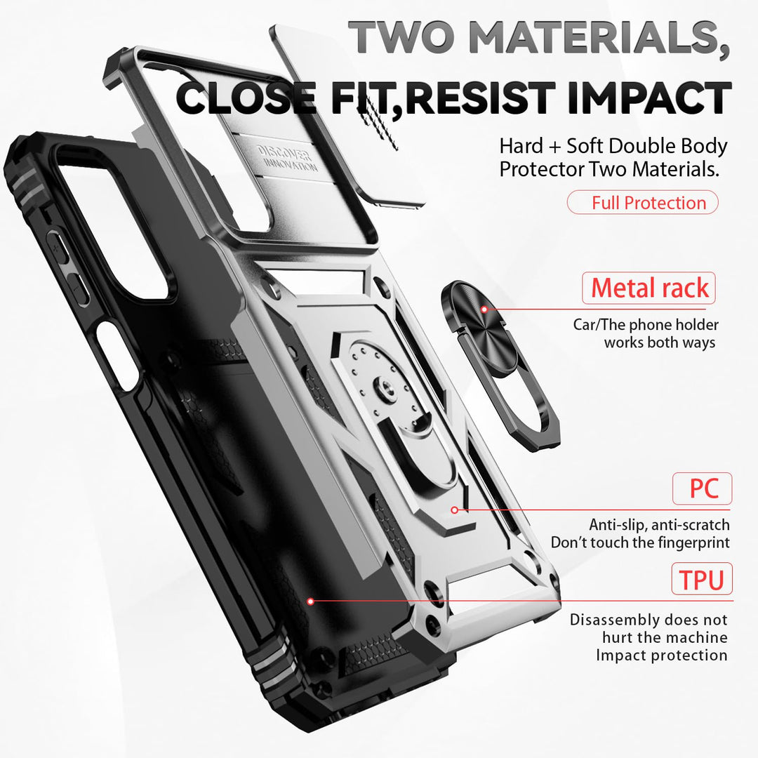 SunStory Phone Case for Samsung Galaxy A15 5G Case with HD Screen Protector & Slide Camera Cover & Rotated Ring Kickstand, [Military-Grade] Phone Case for Galaxy A15 5G (Red) - DOKUTRONIX