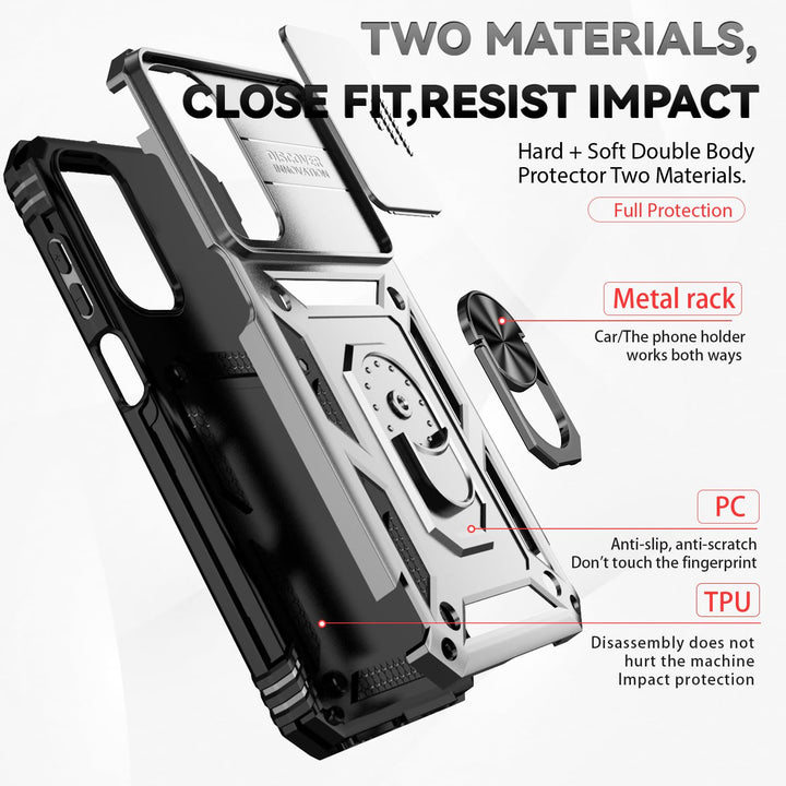 SunStory Phone Case for Samsung Galaxy A15 5G Case with HD Screen Protector & Slide Camera Cover & Rotated Ring Kickstand, [Military-Grade] Phone Case for Galaxy A15 5G (Red) - DOKUTRONIX