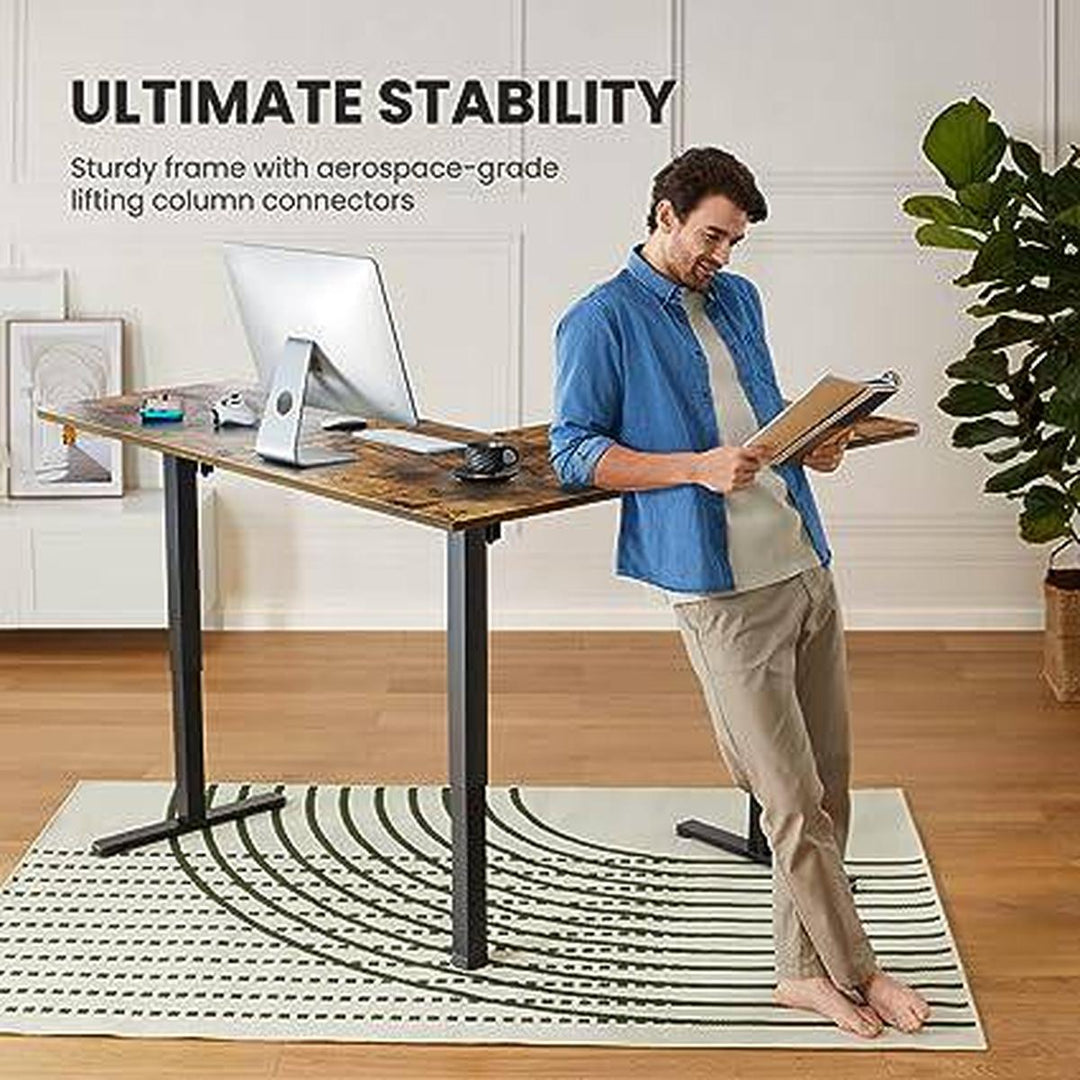 Vintage L-Shaped Sit-Stand Desk 63 Retro Chic - DOKUTRONIX