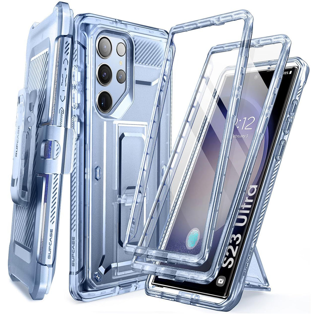 SUPCASE for Samsung Galaxy S23 Ultra Case with Stand, [Unicorn Beetle Pro] [2 Front Frames] [Built-in Screen Protector & Belt-Clip] Military-Grade Protection Phone Case for Galaxy S23 Ultra, Black - DOKUTRONIX